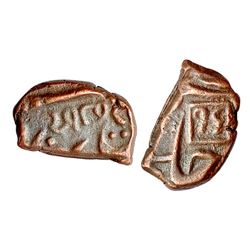 Bhavnagar, Thakurs, Copper, 2.93 g, Square Trambiyo, in the name of Mughal Emperor, Bhavna