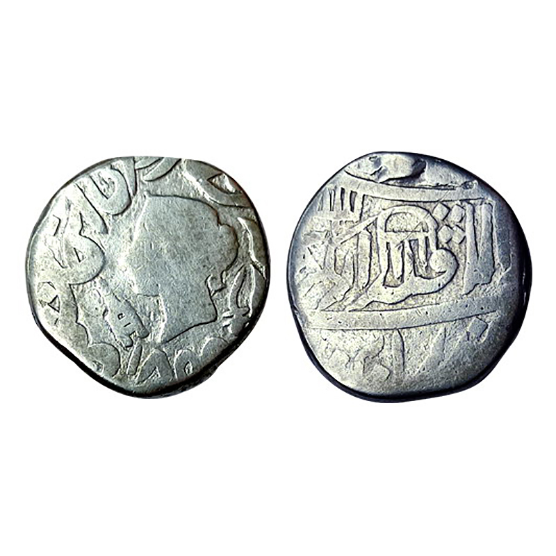 Bindraban, Silver, Rupee, with the name and portrait of Queen Victoria, flanked by a Sword