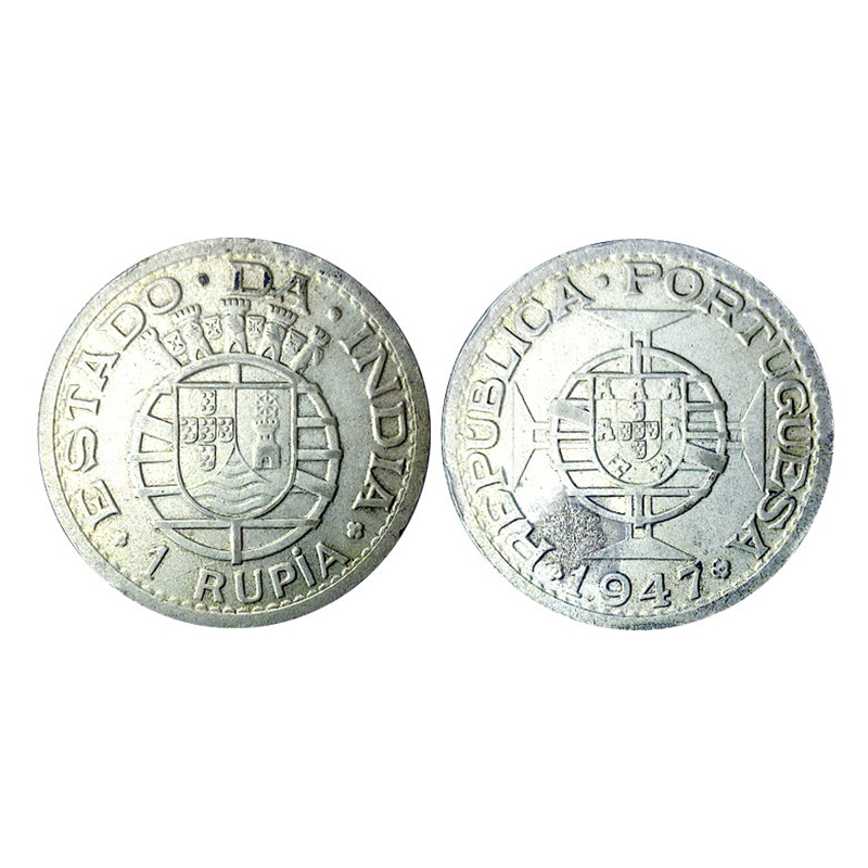Cupro - Nickel, Goa, Republic Portuguese, Cupro-Nickel, 1947, Milled edge, Extremely Fine,