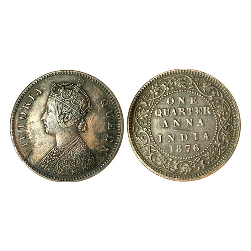 Victoria Queen, ¼ Anna, 1876, Copper, 6.47 g, Calcutta Mint, Obv B, Rev II (GK# 827). Abou