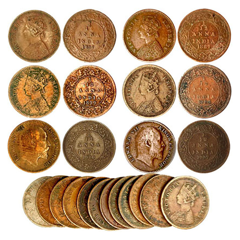 Victoria Empress, Copper (18), 1/12 Anna, 1878, 1883, 1884, 1885, 1887, 1888, 1889, 1890, 