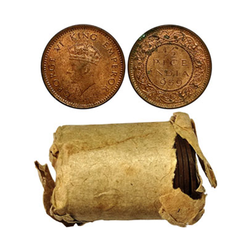 George VI, Copper (25), ½ Pice, 1939, Copper, Original Pack of 25 coins of ½ Pice of the y