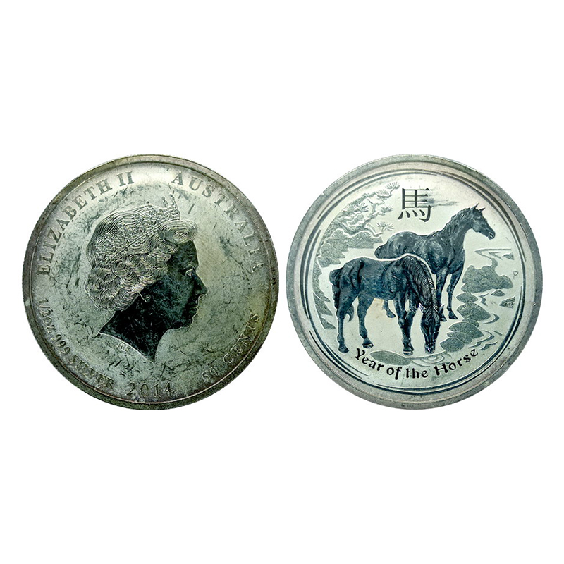 Australia, Silver, 15.5 g, 50 Cents, 2014, Queen Elizabeth II, Year of the Horse, half oun