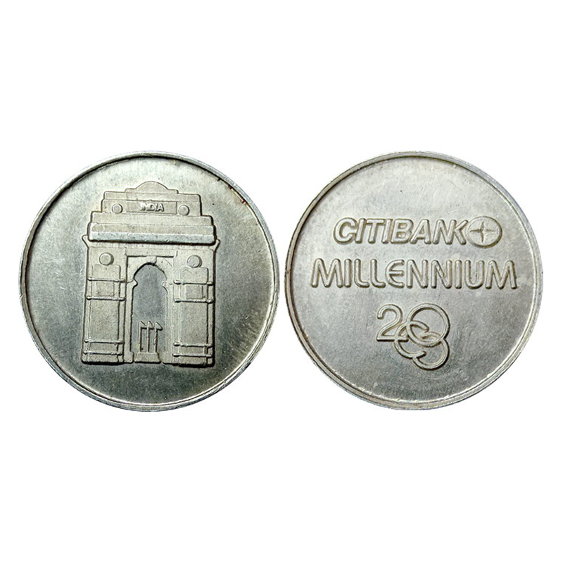 Citi Bank Token, Silver, 10 g, Log of the Bank and Millenium / 2000 on obv. India Gate on 
