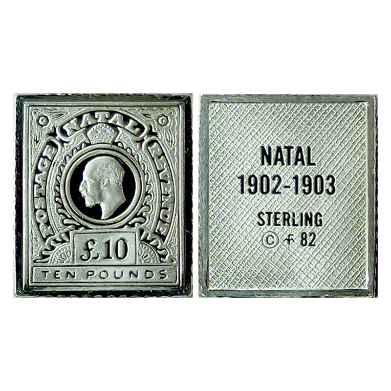 Natal, Silver, 1.3 g, Silver Stamp with the portrait of George V, 10 Pounds. Portrait of t