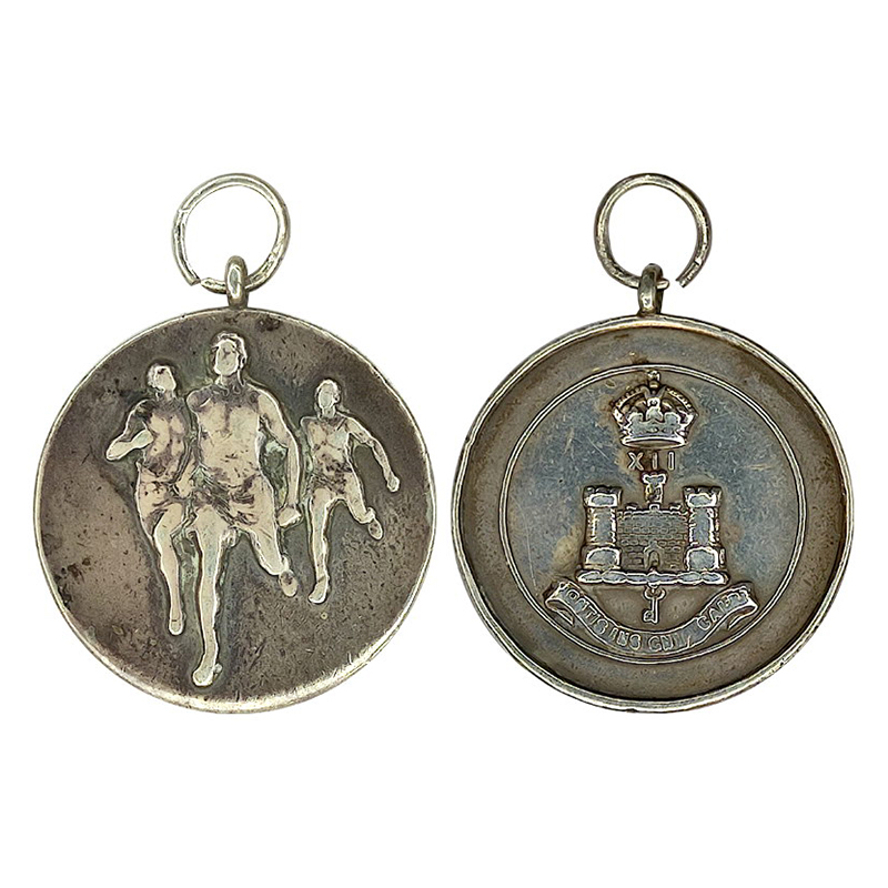 British India, Suffolk Regiment Sports Medal. Silver, 20 g. Obv. Gibraltar Castle and Crow