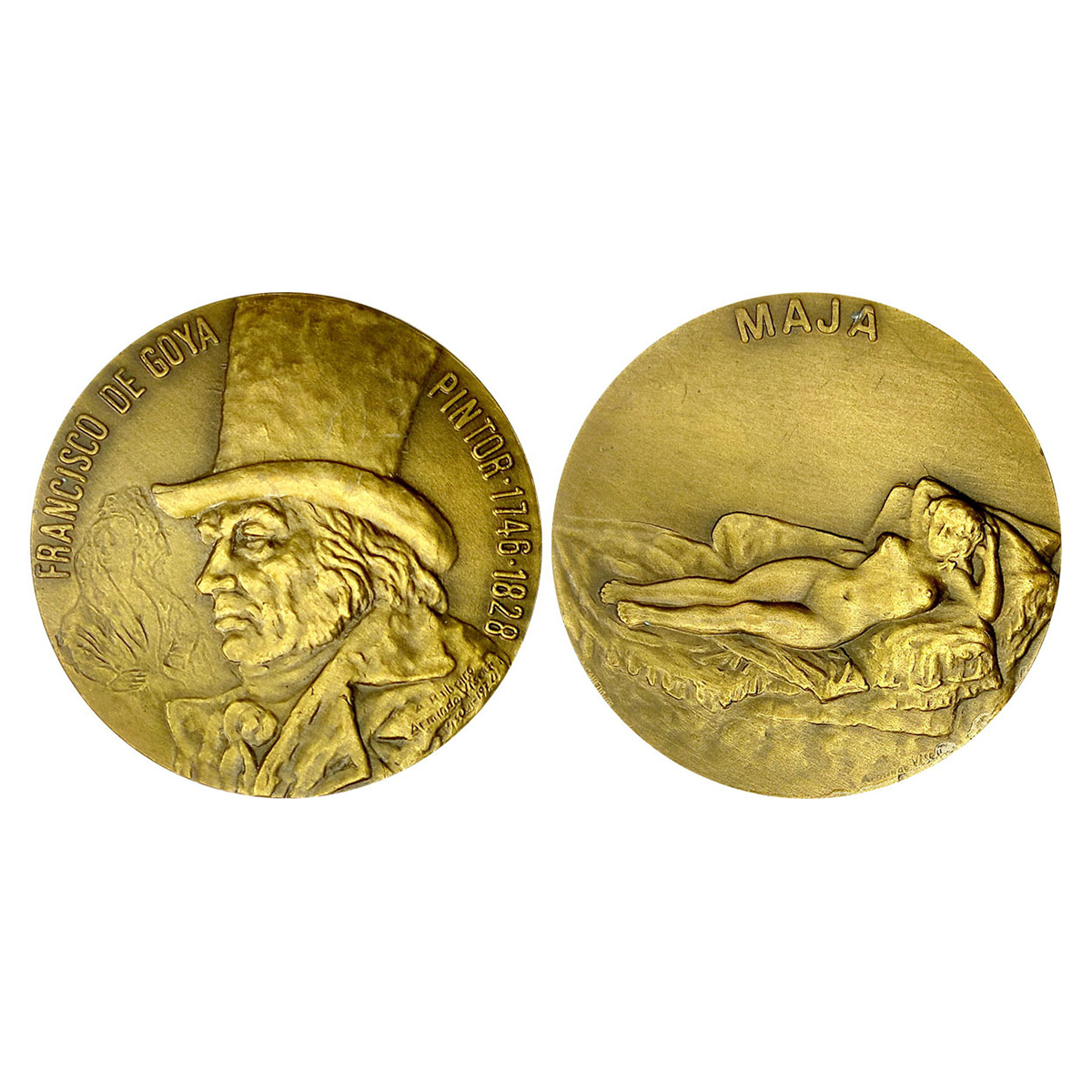 Art in Numismatics: Bronze Medal of Francisco Goya, the famous Spanish Painter, Bronze 150