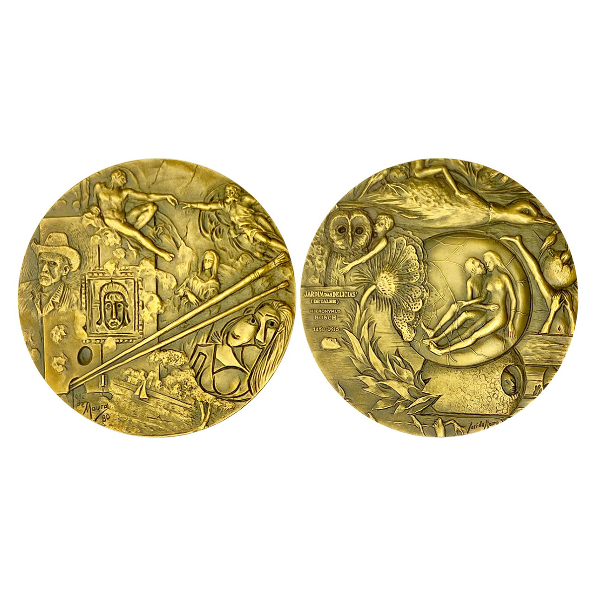 Art in Numismatics: Bronze Medal of Bosch, the famous German Painter, Bronze, 60 g, obv. H