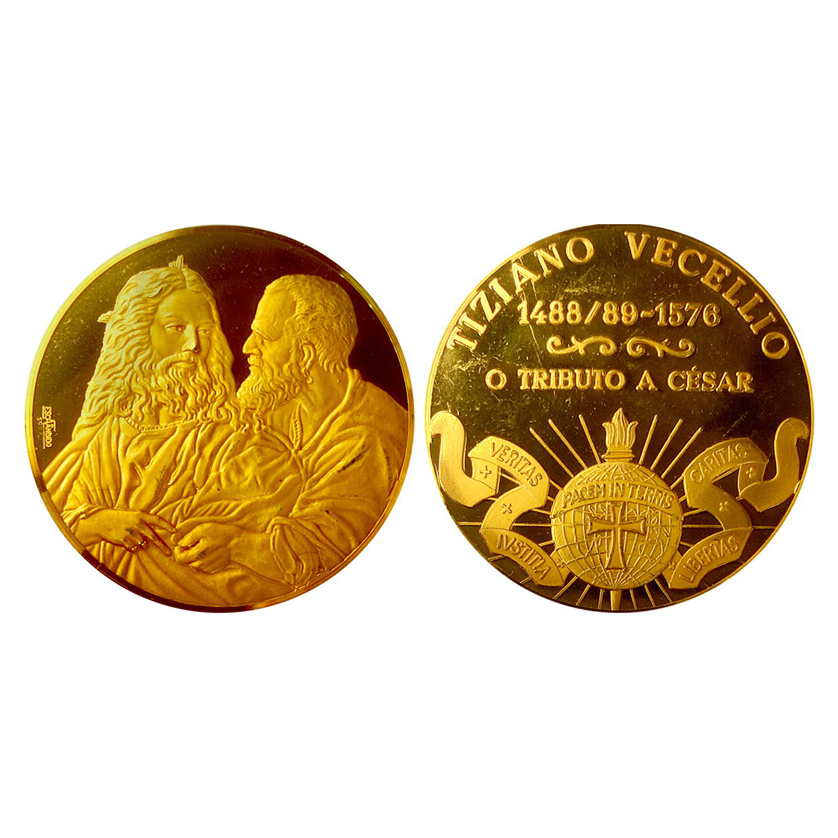 Art in Numismatics: Bronze Medal of Tiziano, the famous Italian Painter, Gold gilt on Bron