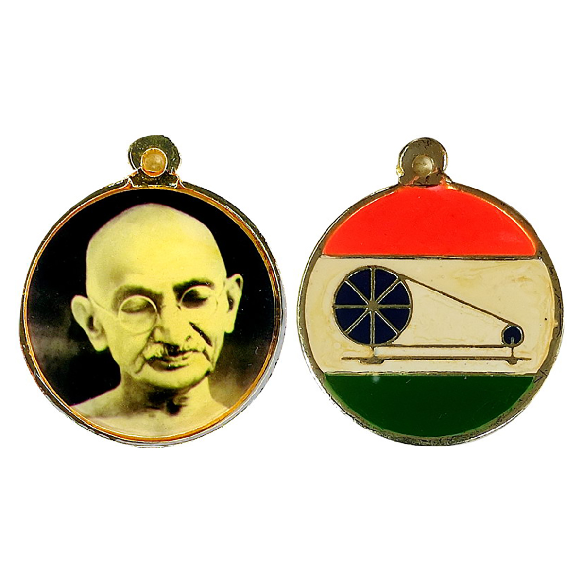 Mahatma Gandhi Golden Bronze Medal, 15 g, Obv: Mahatma Gandhi facing front, Rev: Charkha. 