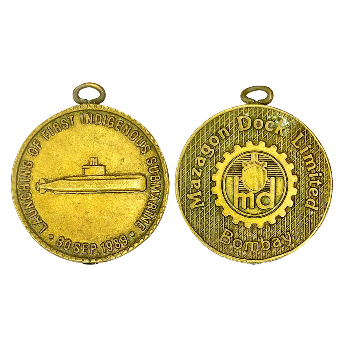 Indian Navy, Submarine Medal, Copper, 34 g, Obv. "LAUNCHING OF FIRST INDEGENIOUE SUBMARINE