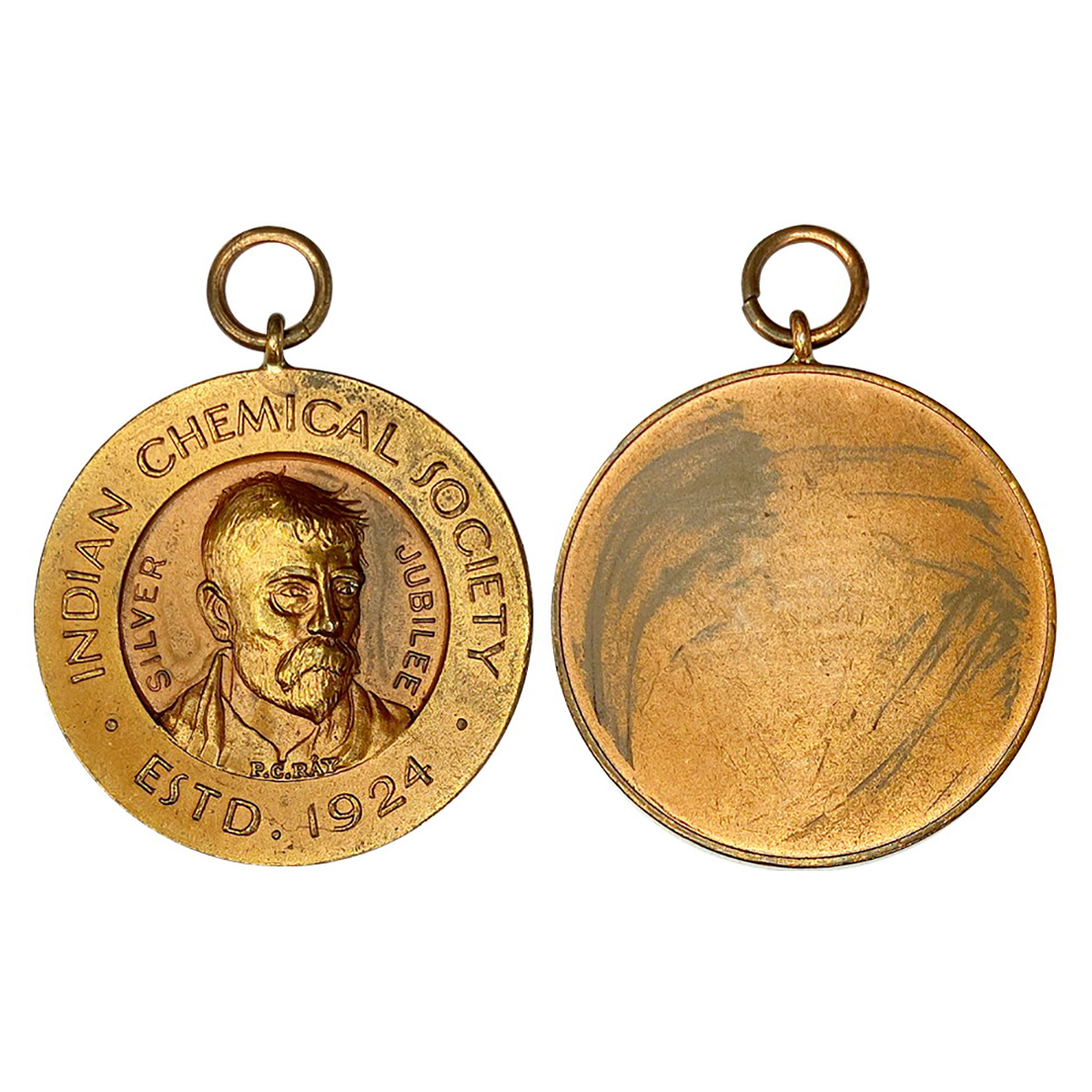 Indian Chemical Society, Bronze Medal, 24 g, obv. portrait of founder Prafulla Chandra Ray