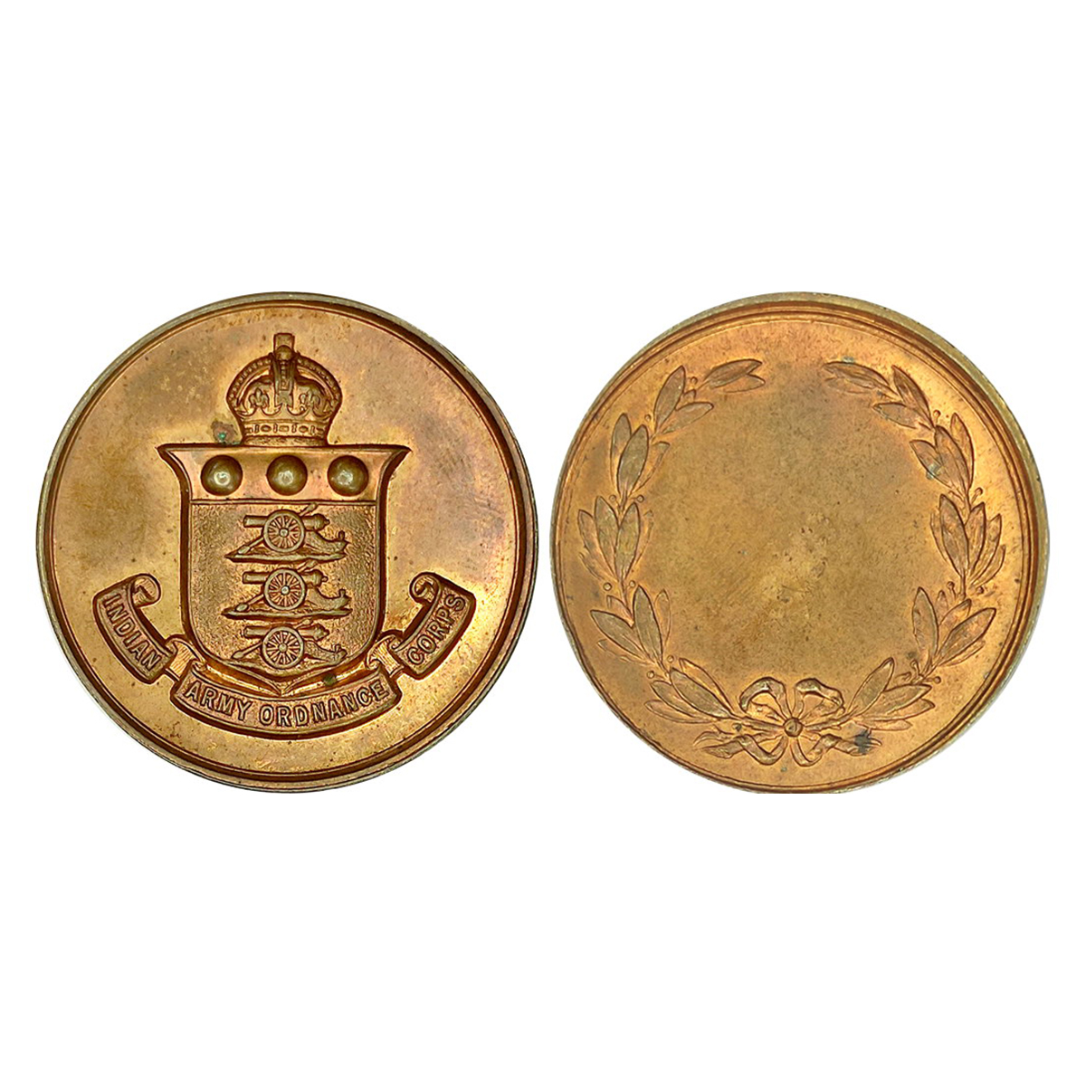 Indian Army Ordinance Corps, Copper Medal, 37 g. Obv: Regimental Logo and legend below. Re