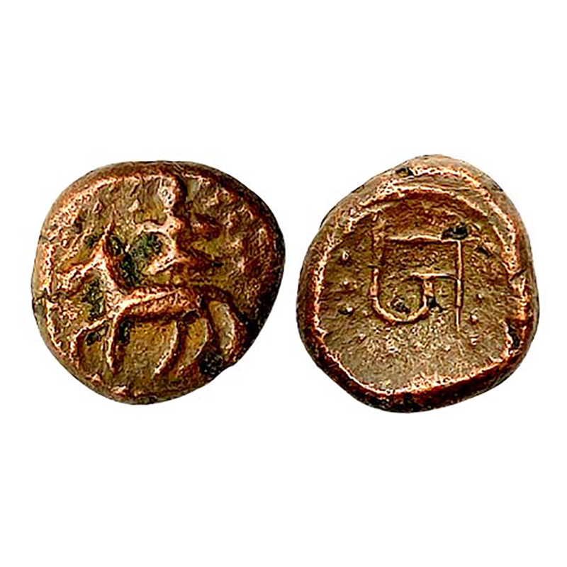Nayakas of Madura, Kalki the Future Avatar on Horse type, Copper, 2.73 g, Kasu, a male fig