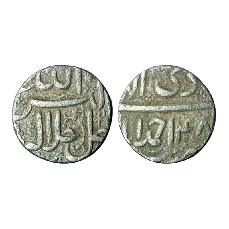 Akbar, Ahmedabad Mint, Silver, Rupee, Ilahi 48, Di Month, Allahu Akbar type. Very Fine+, R