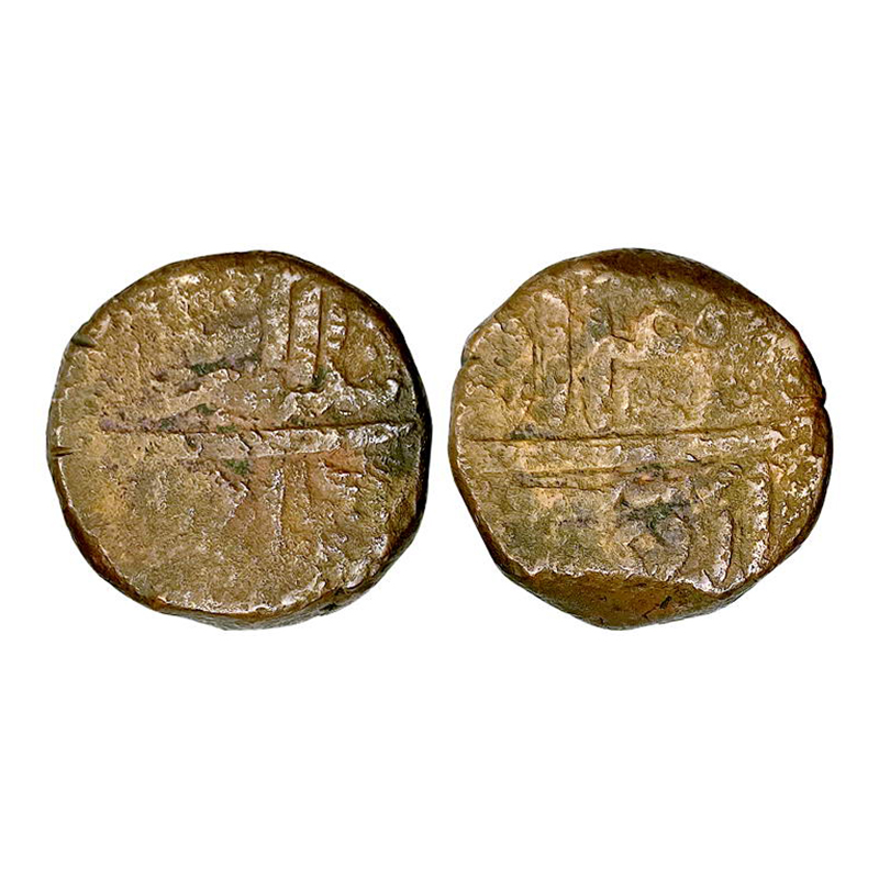 Akbar, Ahmedabad Mint, Double Tanka, Copper, 39.32 g, Tanka Akbar shahi and mint name on o