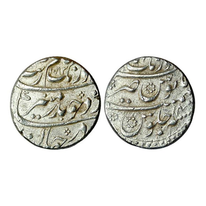 Aurangzeb, Aurangabad Mint, Silver, 11.46 g, Rupee, Badr Munir type, AH 1082, RY 14. Mint 