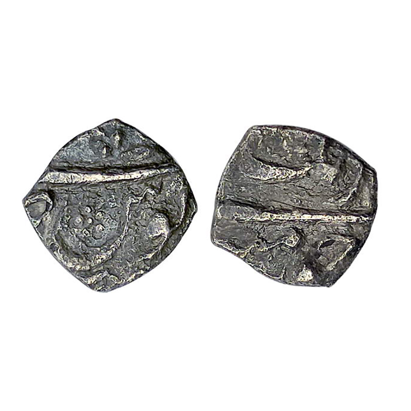 Aurangzeb, Square 1/8 Rupee, Ujjain Mint, Silver, 1.19 g, name of the Emperor on obv, mint