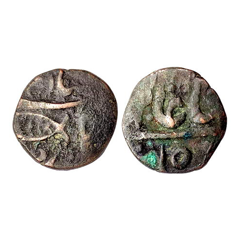Marathas, Shahjahanabad Mint, Copper, 4.60 g, ½ Paisa, in the name of Shah Alam II, mint n