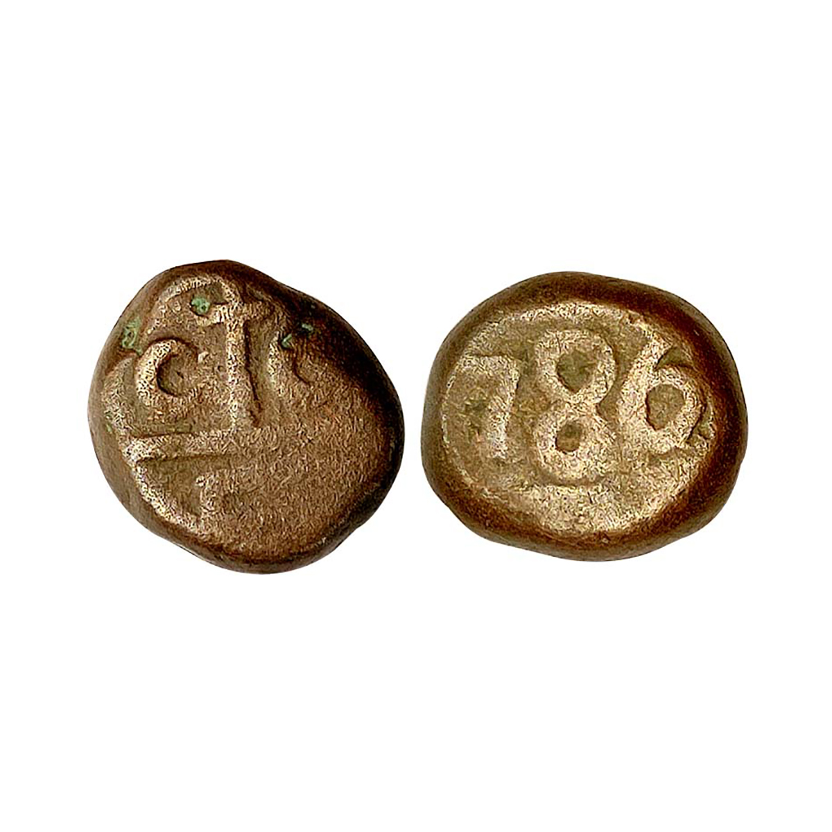 Dudu, 1786, Copper, 5.96 g, Bale mark with CC /E on obv, rare and Fancy year 1786 on rev (