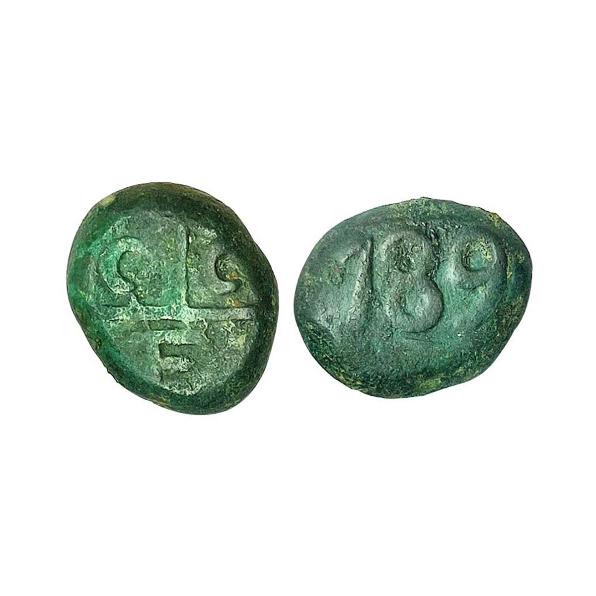 Dudu, 1789, Copper, 6.00 g, Bale mark with CC /E on obv, year on rev (KM# 306). Very Fine+