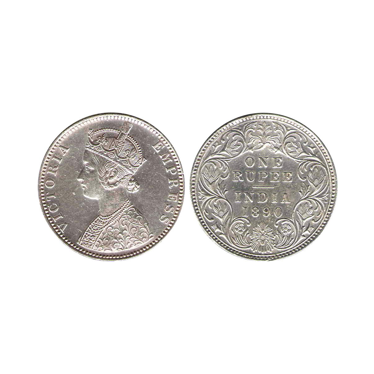 Victoria Empress, 1 Rupee, Silver, Bombay Mint, 1890, C2/I/ “B” Incused, Pridmore# 178, GK