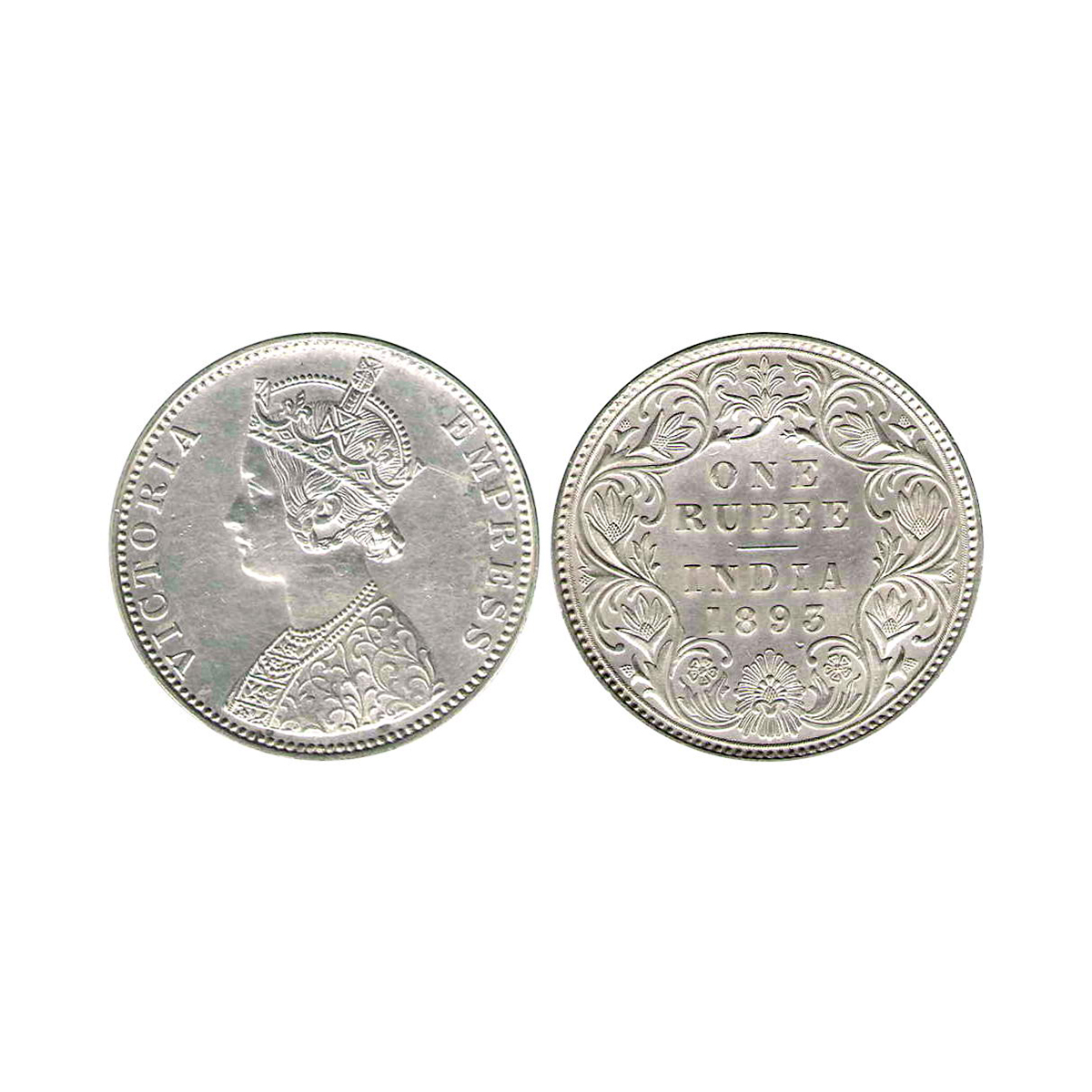 Victoria Empress, 1 Rupee, Silver, Bombay Mint, 1893, C2/I (ii)/ “B” Incused, Pridmore# 18