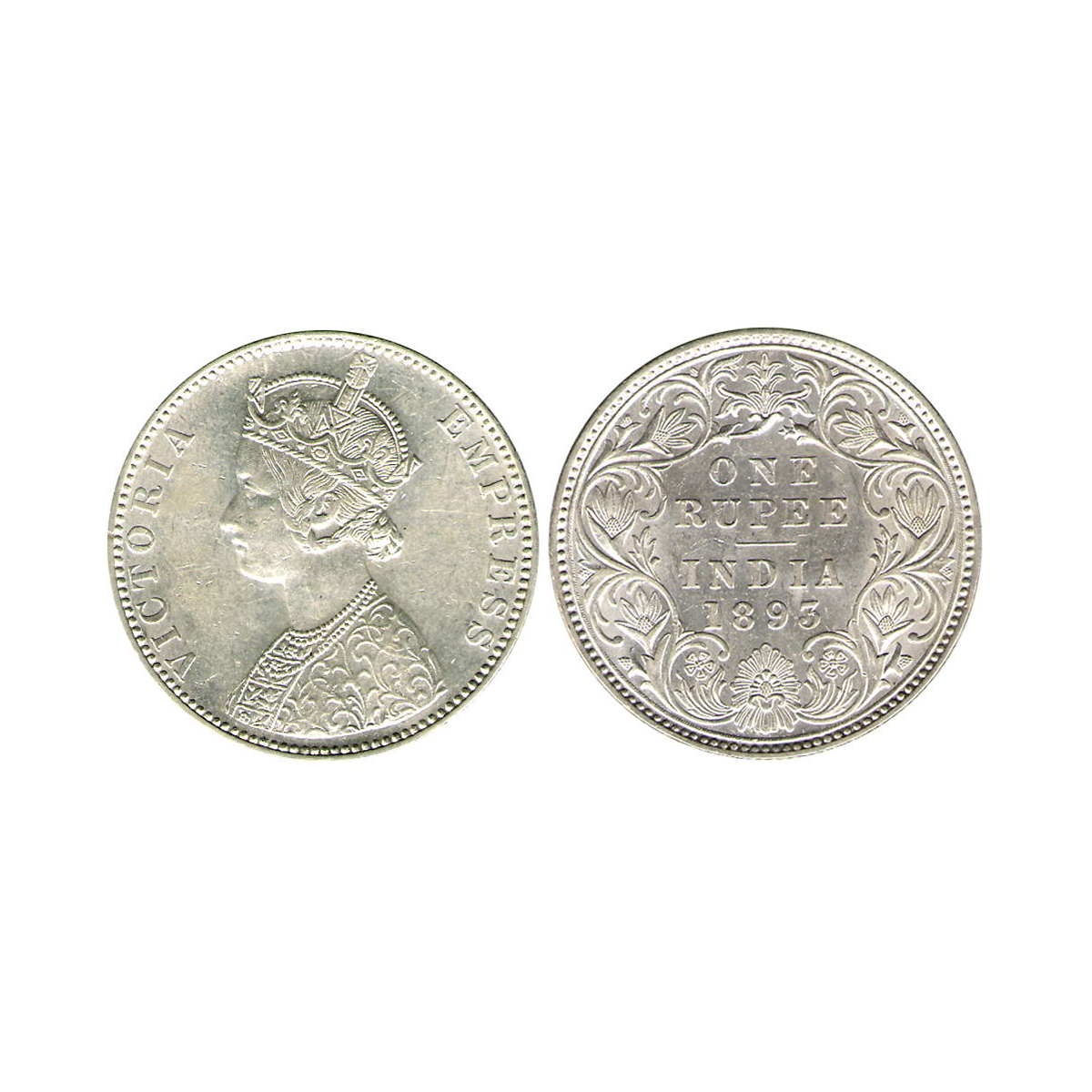 Victoria Empress, 1 Rupee, Silver, Bombay Mint, 1893, C2/I (ii)/ “B” Incused, Pridmore# 18