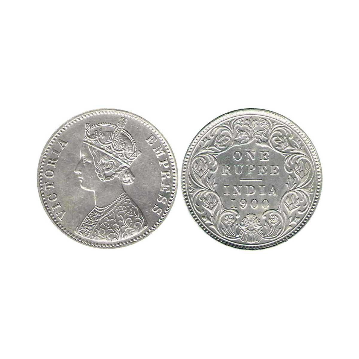 Victoria Empress, 1 Rupee, Silver, Calcutta Mint, 1900, C3/I (i)/ “C” Incused, Pridmore# 1