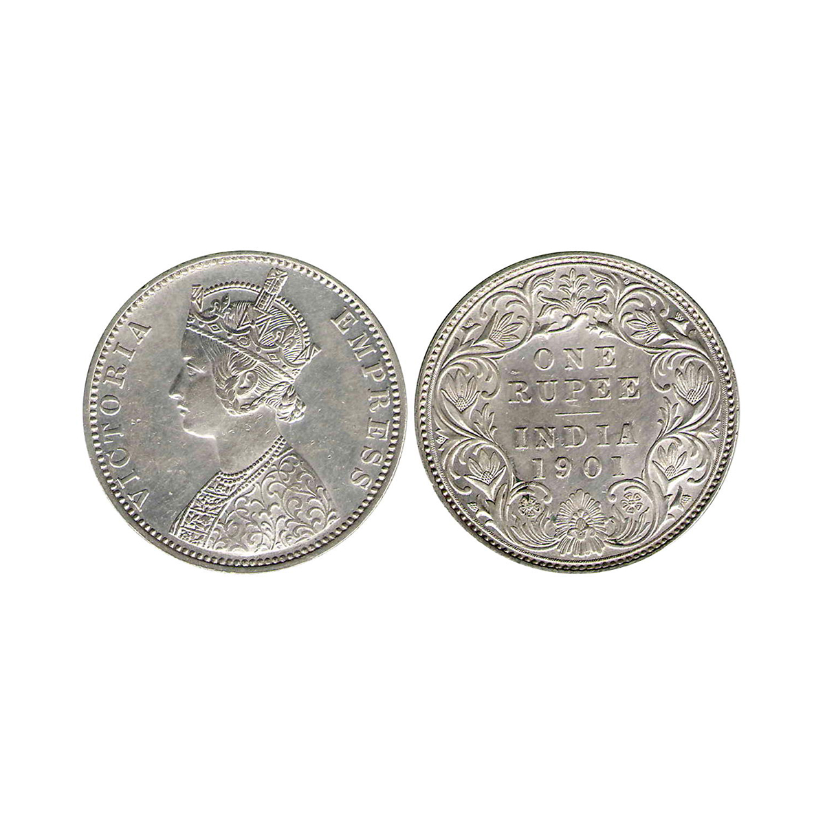 Victoria Empress, 1 Rupee, Silver, Bombay Mint, 1901, A3/I (ii)/ “B” Incused, Pridmore# 18