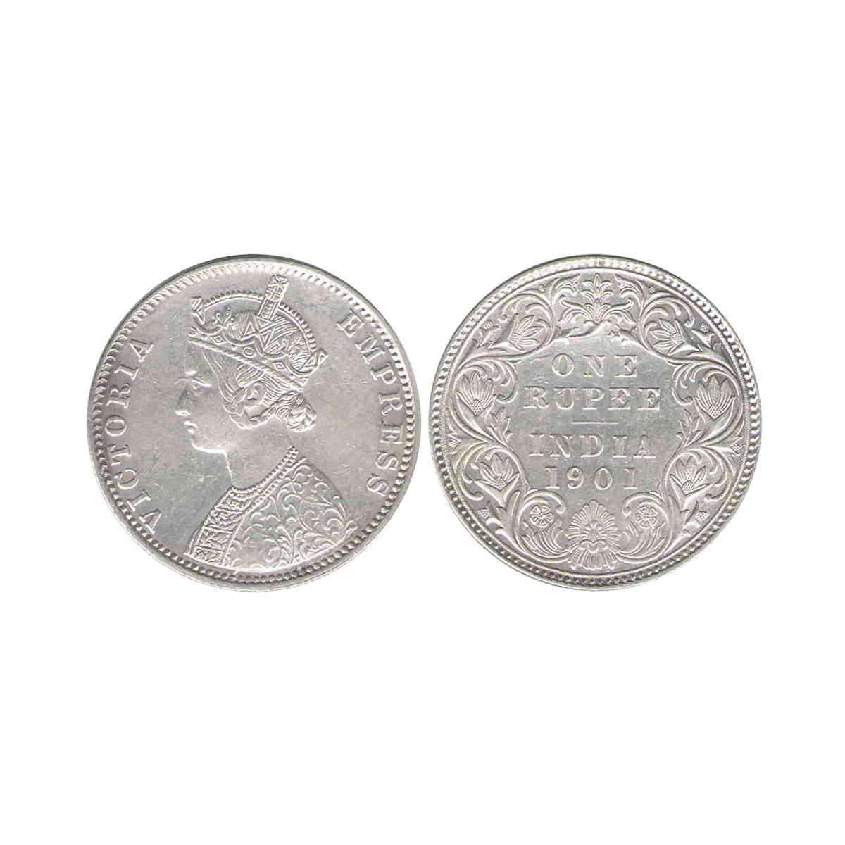 Victoria Empress, 1 Rupee, Silver, Bombay Mint, 1901, A3/I (ii)/ “B” Incused, Pridmore# 18