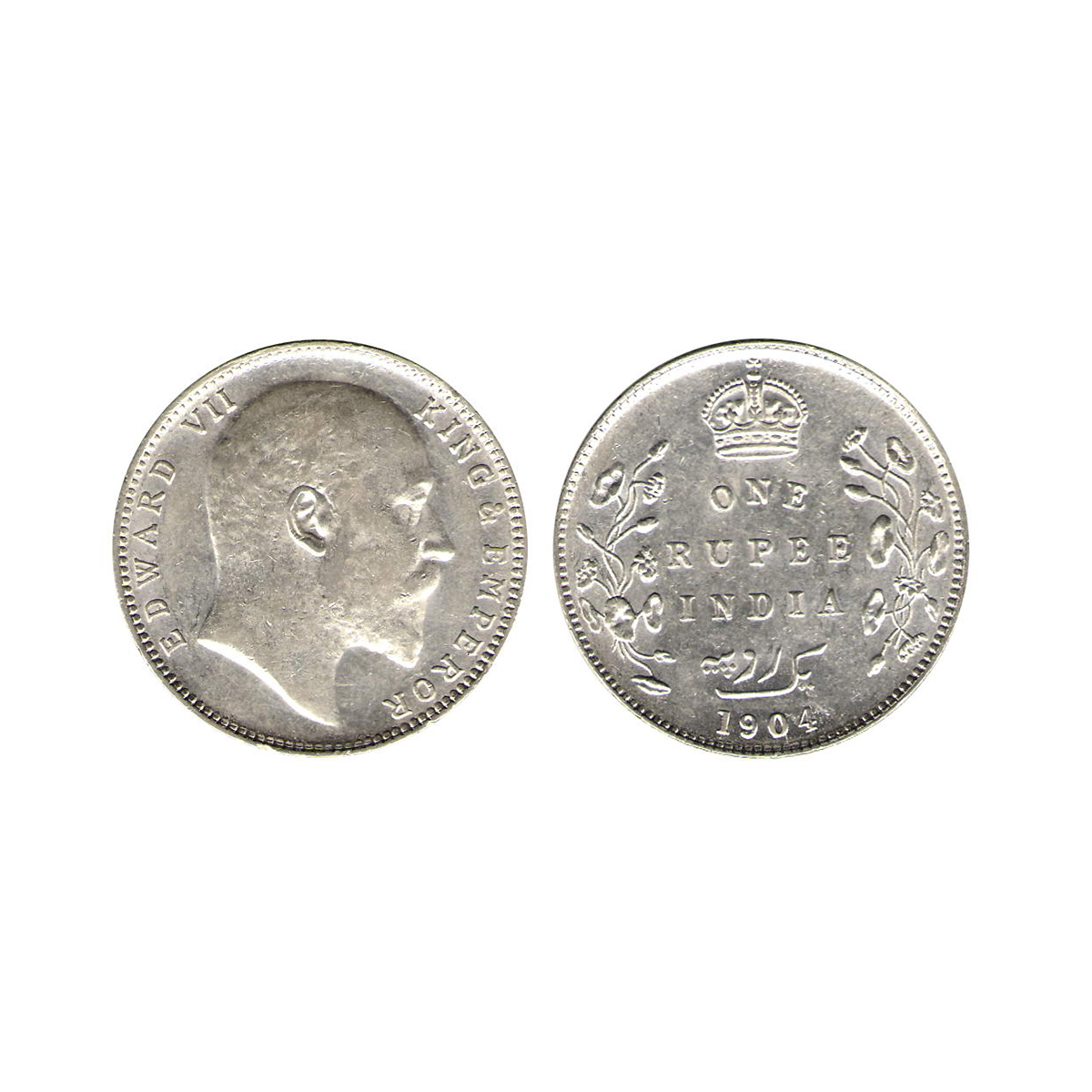 Edward VII, 1 Rupee, Silver, Bombay Mint, 1904, B incused + Dot Mint Mark, Pridmore# 200, 