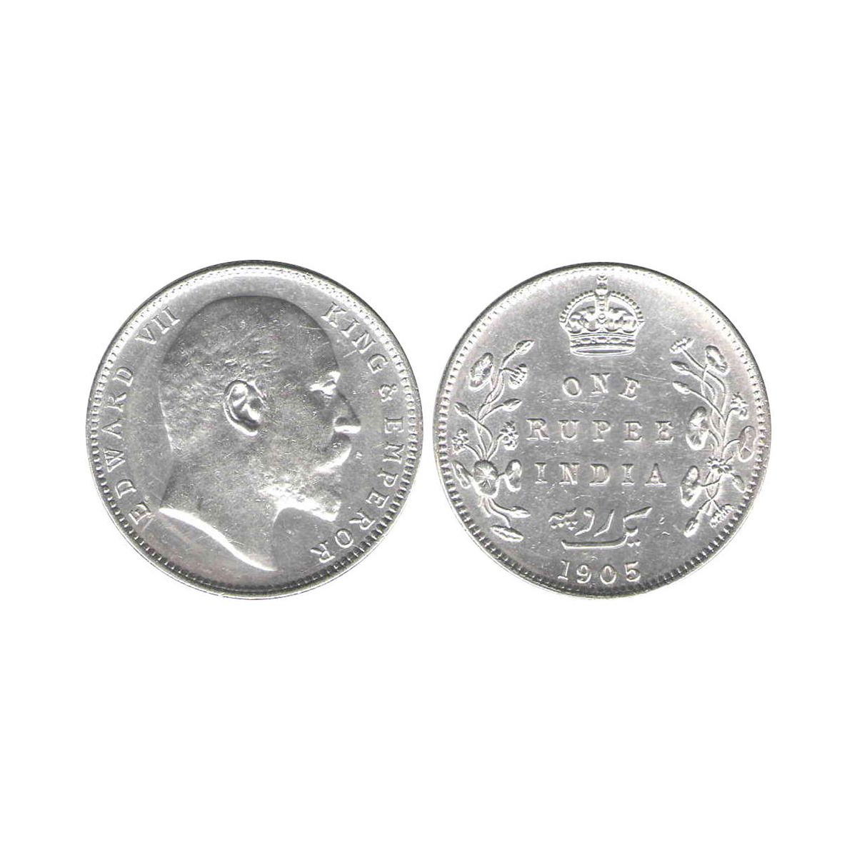 Edward VII, 1 Rupee, Silver, Bombay Mint, 1905, B incused + Dot Mint Mark, Pridmore# 201, 