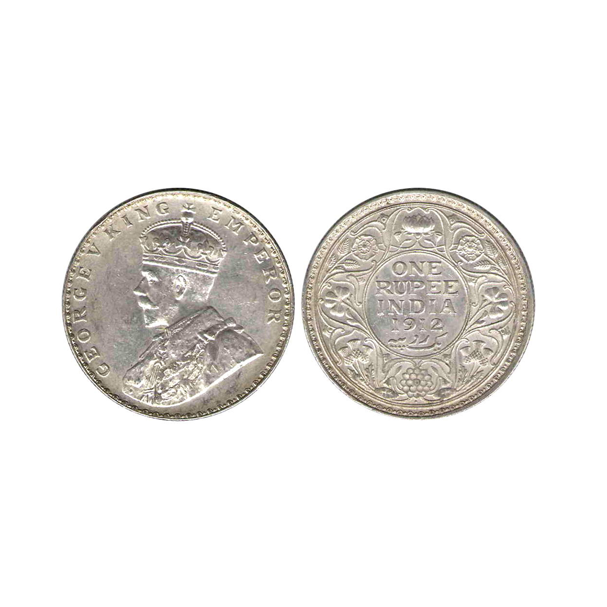 George V, 1 Rupee, Silver, Bombay Mint, 1912, Dot Mint Mark, Pridmore# 218, GK# 1026. Slab