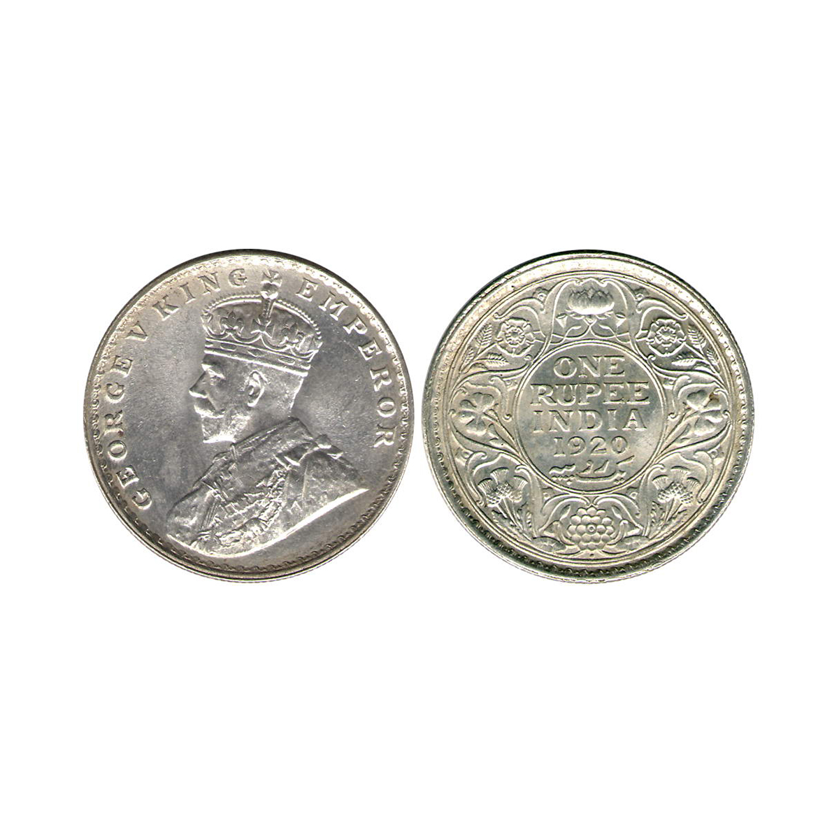George V, 1 Rupee, Silver, Bombay Mint, 1920, Dot Mint Mark, Pridmore# 226, GK# 1042. Slab