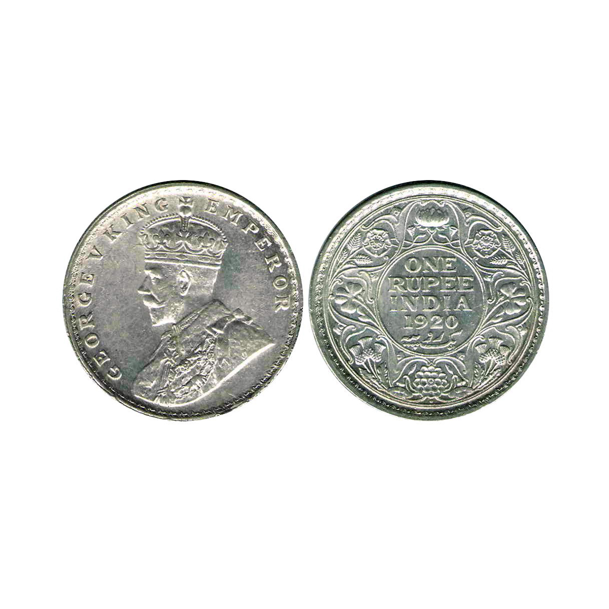 George V, 1 Rupee, Silver, Bombay Mint, 1920, Dot Mint Mark, Pridmore# 226, GK# 1042. Slab