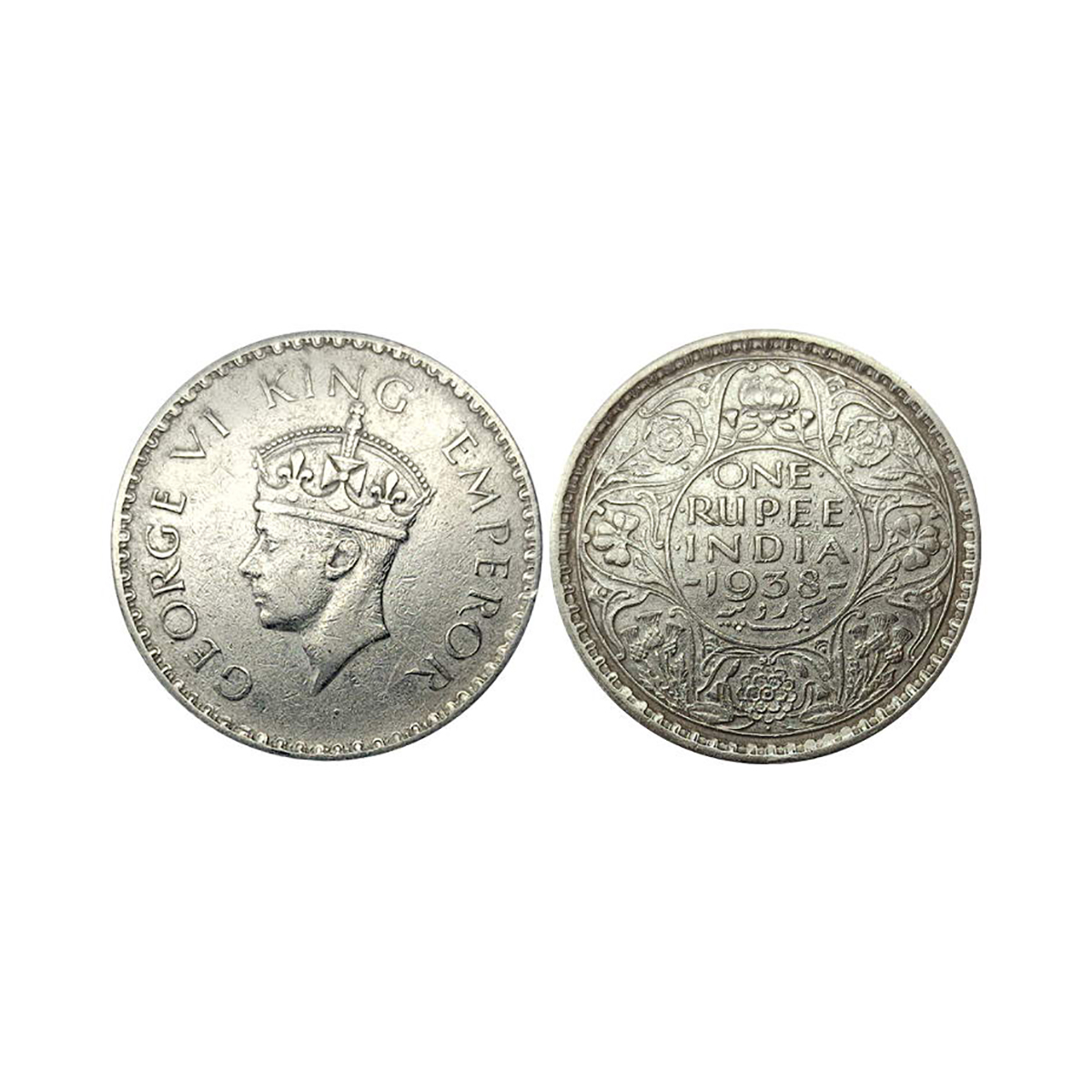 George V, 1 Rupee, Silver, Bombay Mint, 1938, Dot Mint Mark, A/I/Dot, GK# 1255. About Extr
