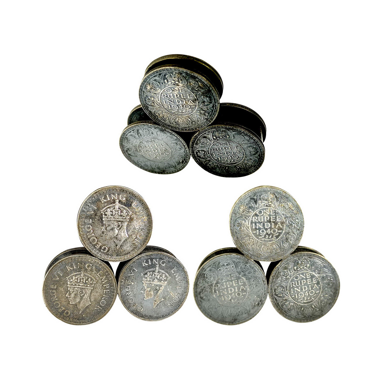 George VI, Visiting Card Stand of Rupee Coins, Silver, 72.33 g, made of 6 coins of George 