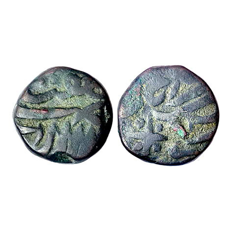 Akbar, Akbarpur Tanda Mint, ½ Dam, Copper, 9.39 g, year on obv, Mint name at a Star as a m