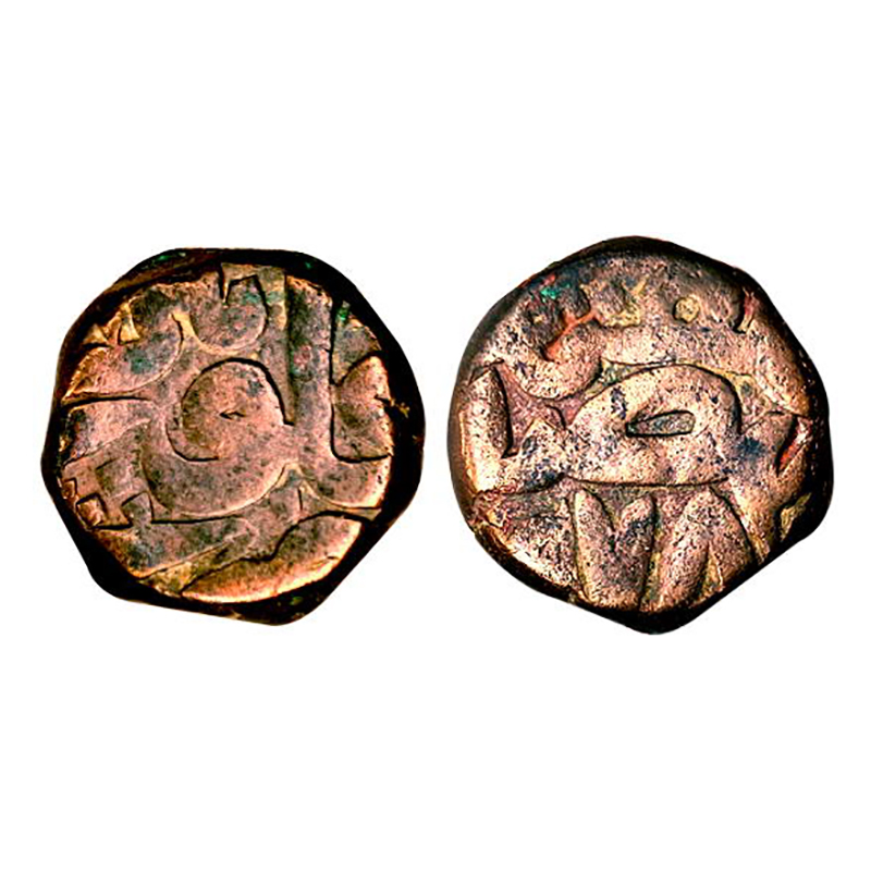 Akbar, Bairata Mint, Dam, Copper, 20.34 g, Zarb, Mint name and Falus on obv, AH year in wo