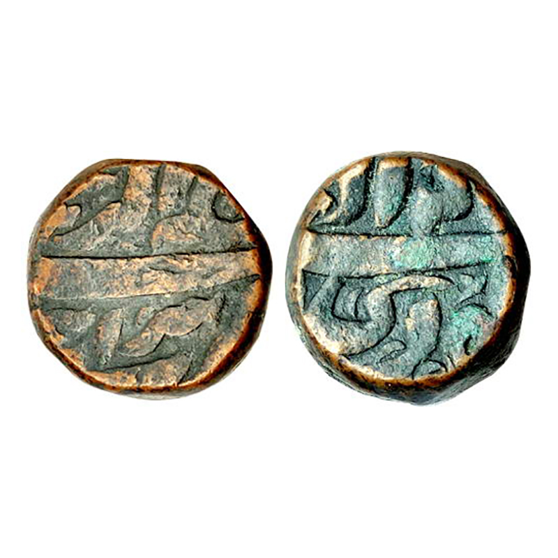 Akbar, Bairata Mint, Dam, Copper, 20.51 g, Tanka Akbar Shahi and mint name on obv, Ilahi 4