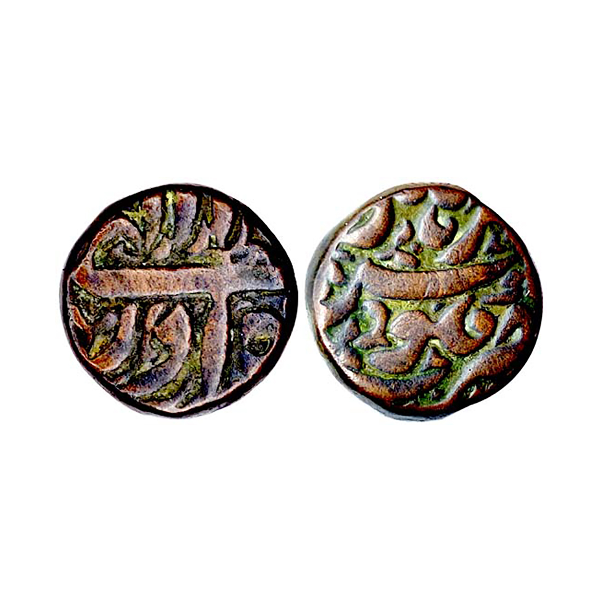 Akbar, Burhanpur Mint, Dam, Copper, 20.43 g, Zarb Falus at bottom and Burhanpur at top on 