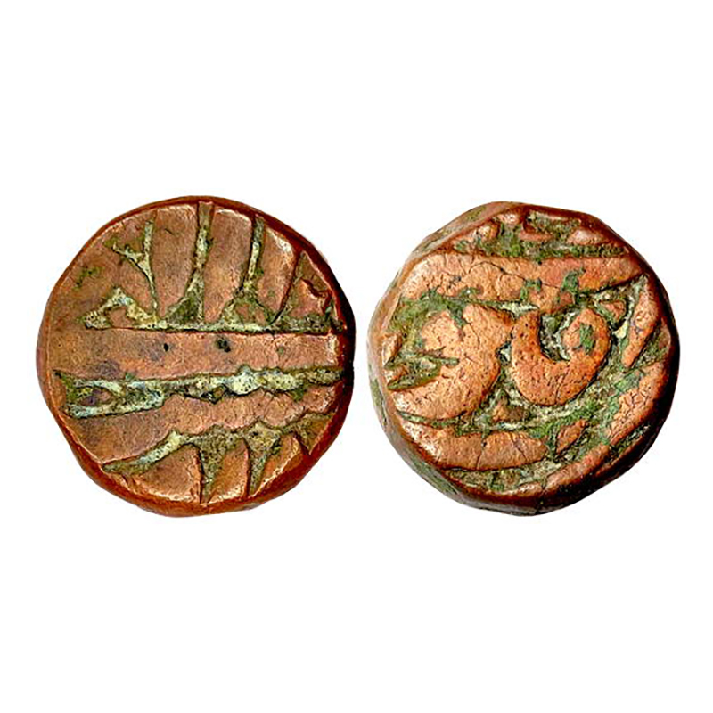 Akbar, Burhanpur Mint, Dam, Copper, 20.35 g, Zarb Falus at bottom and mint name at top on 