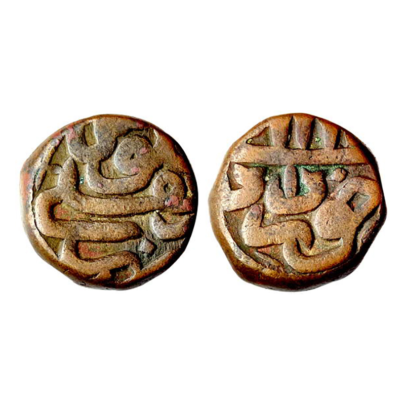 Akbar, Delhi Mint, Dam, Copper, 20.45 g, Zarb Dehli Falus on obv; and Ilahi at top, Month 