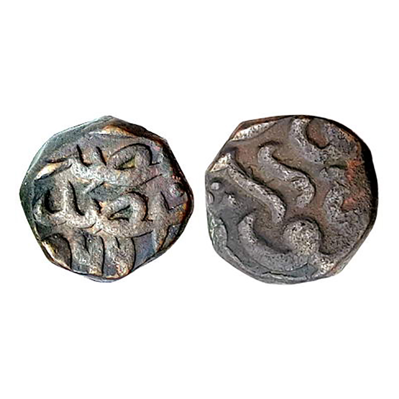 Akbar, Delhi Mint, ½ Dam, Copper, 10.29 g, zarb Dehli on one side and year in words and in