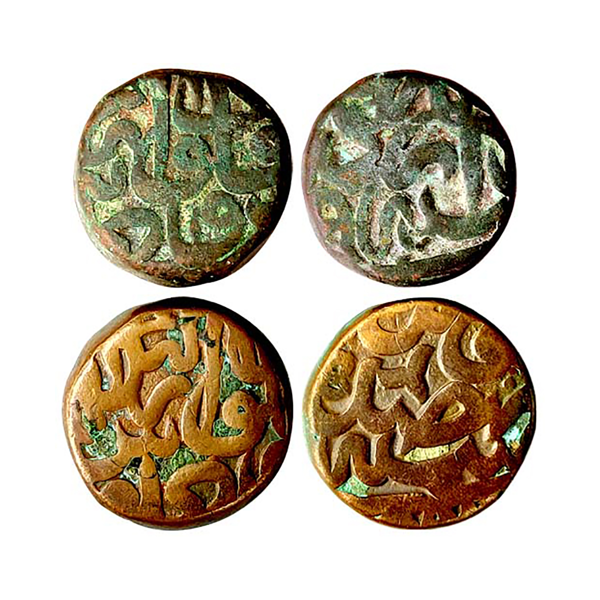 Akbar, Dogaon Mint, Dar us Salam, Dam, Copper (2), 19.78 & 20.2 1g, Zarb Falus Dogaon on o