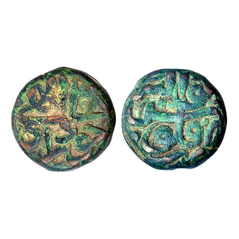 Akbar, Gwalior Mint, Dam, Copper, 19.90 g, Zarb Falus Gwalior on obv; Ilahi 38 at top, Mon