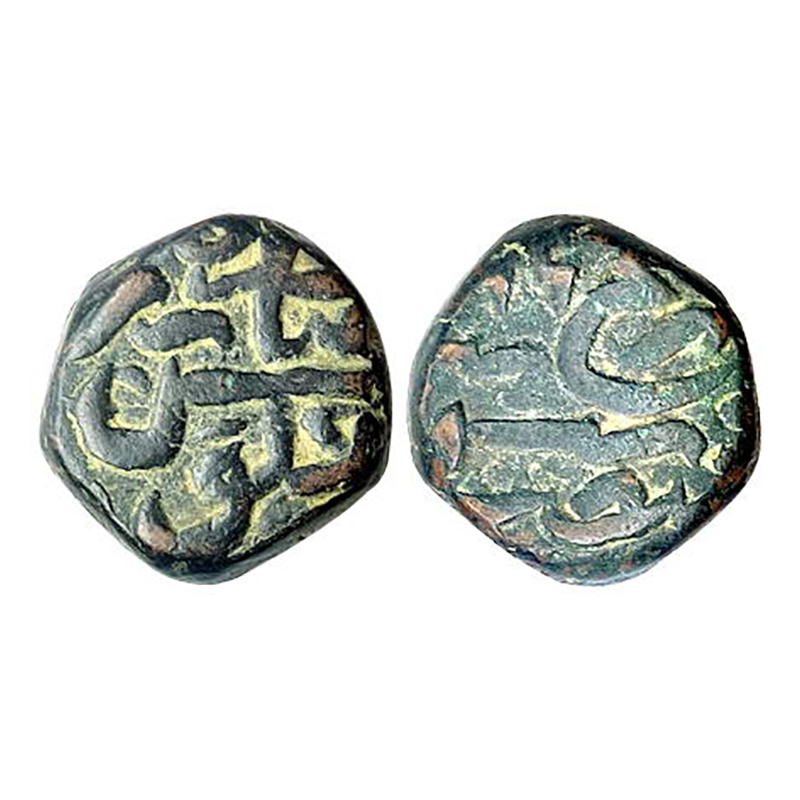 Akbar, Hisar Firoza Mint, ½ Dam, Copper, 10.23 g, year on obv, falus Hisar Firoza on rev. 