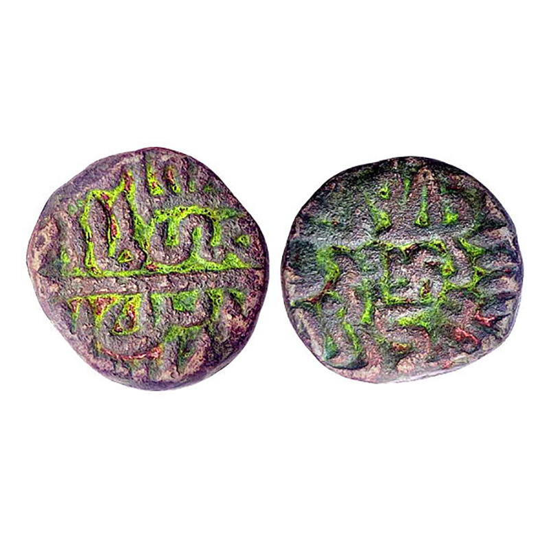 Akbar, Mangarh Mint type, Swastika Dam, Copper, 15.95 g, Suri type legend on obv, name of 