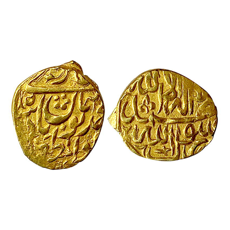 Humayun (AH 937-947, AD 1530-1540), ¼ Ashrafi, Gold, 0.91 g, mintless type but attributed 